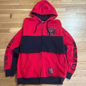 South Pole Bold Red and Black Zip-Up Hoodie